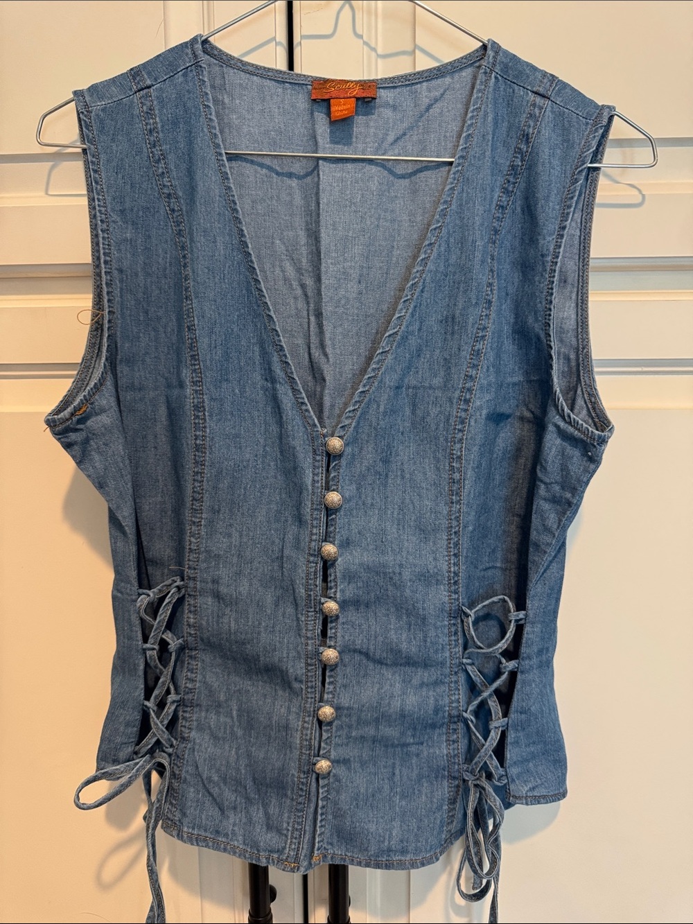 Scully Blue Denim Button-Front Tunic with Side Lace-Up
